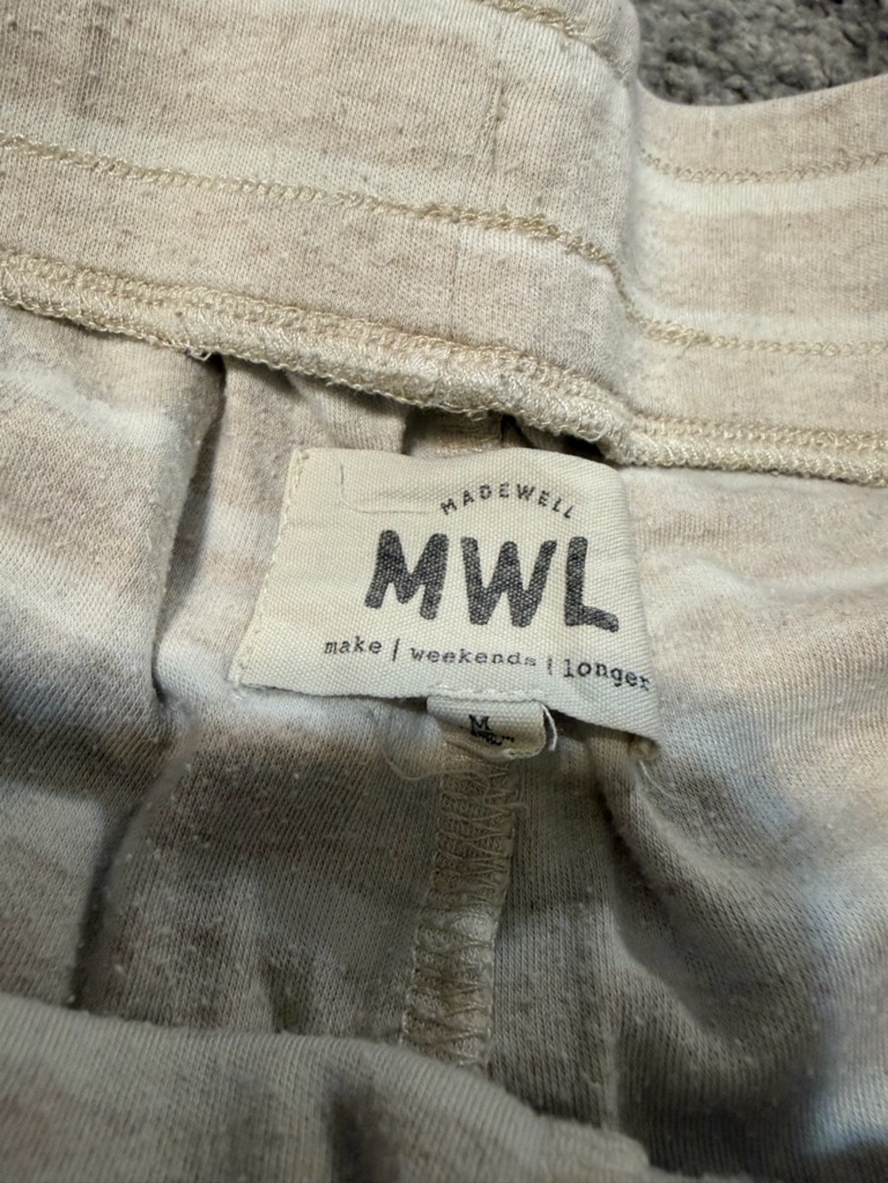 Madewell Light Beige Striped Lounge Pants - Picture 3 of 3